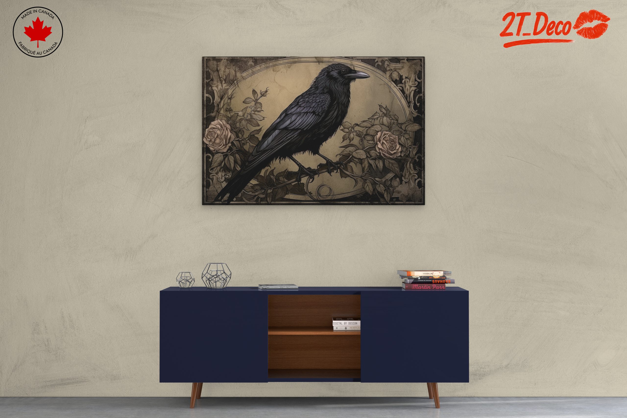 Stylized Raven with Roses Artwork - Image 3