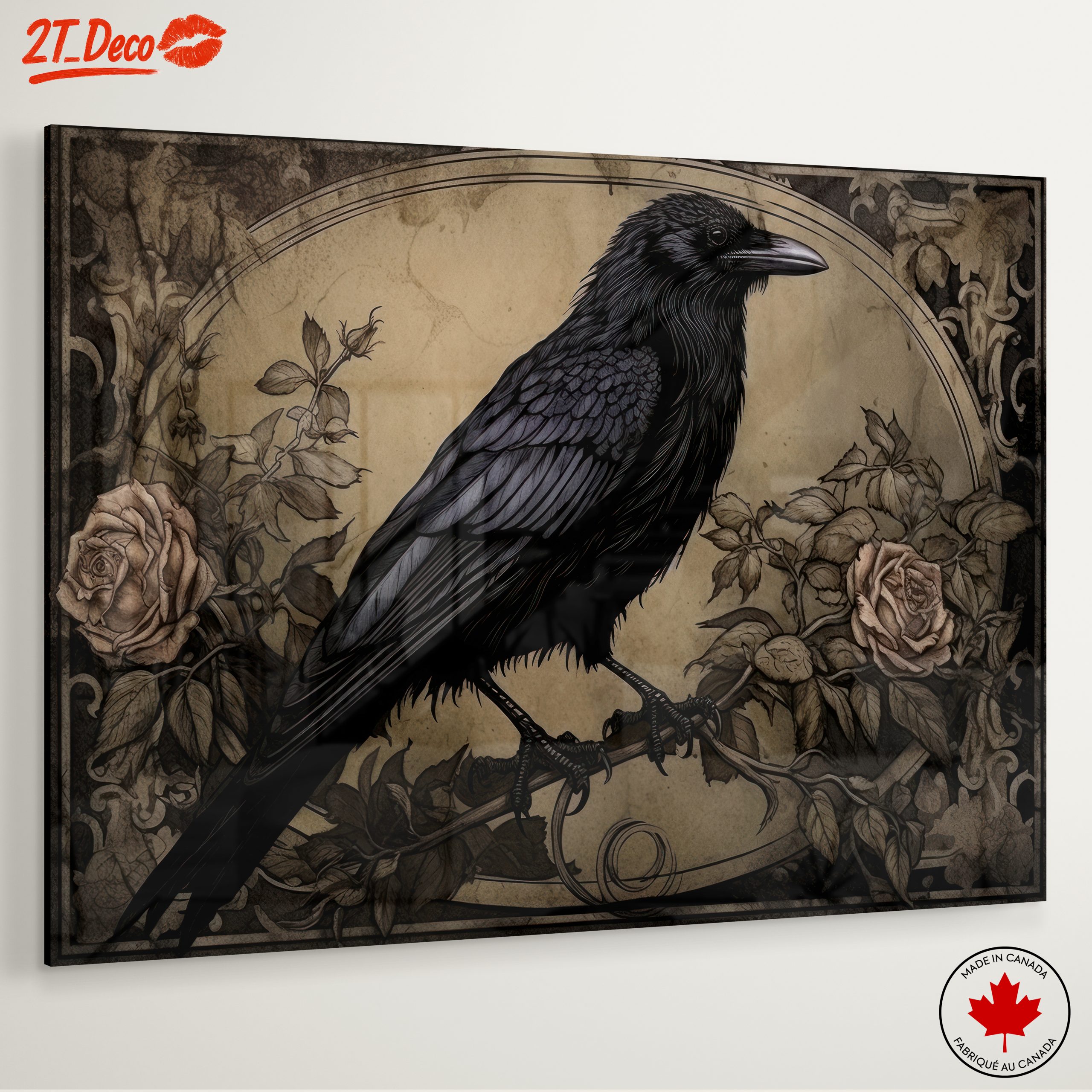 Stylized Raven with Roses Artwork - Image 6