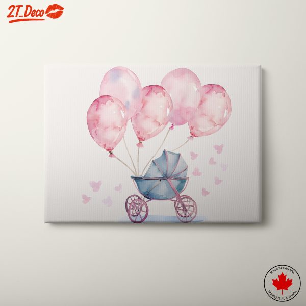 Charming Watercolor Stroller with Balloons