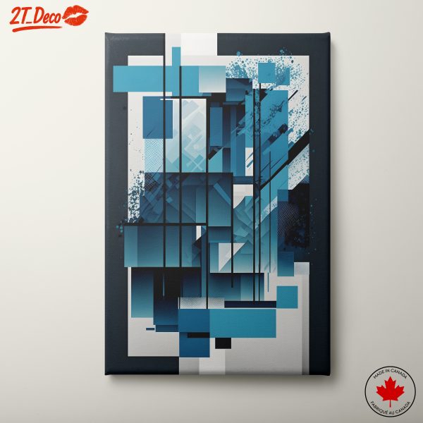 Dynamic Blue Abstract Composition Art