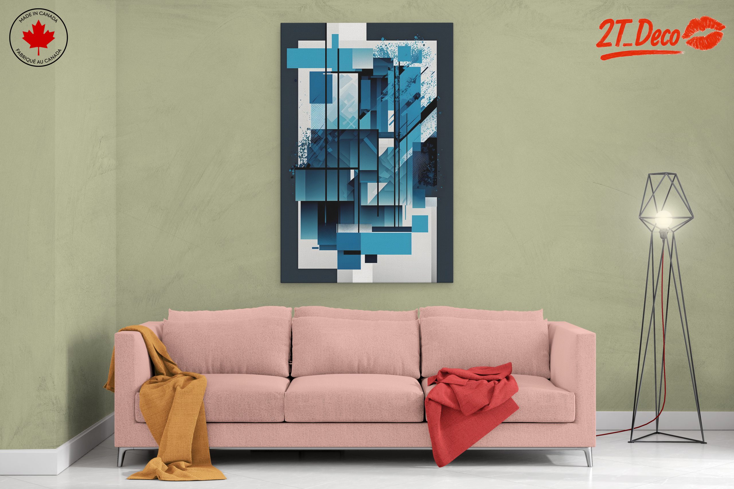 Dynamic Blue Abstract Composition Art - Image 2