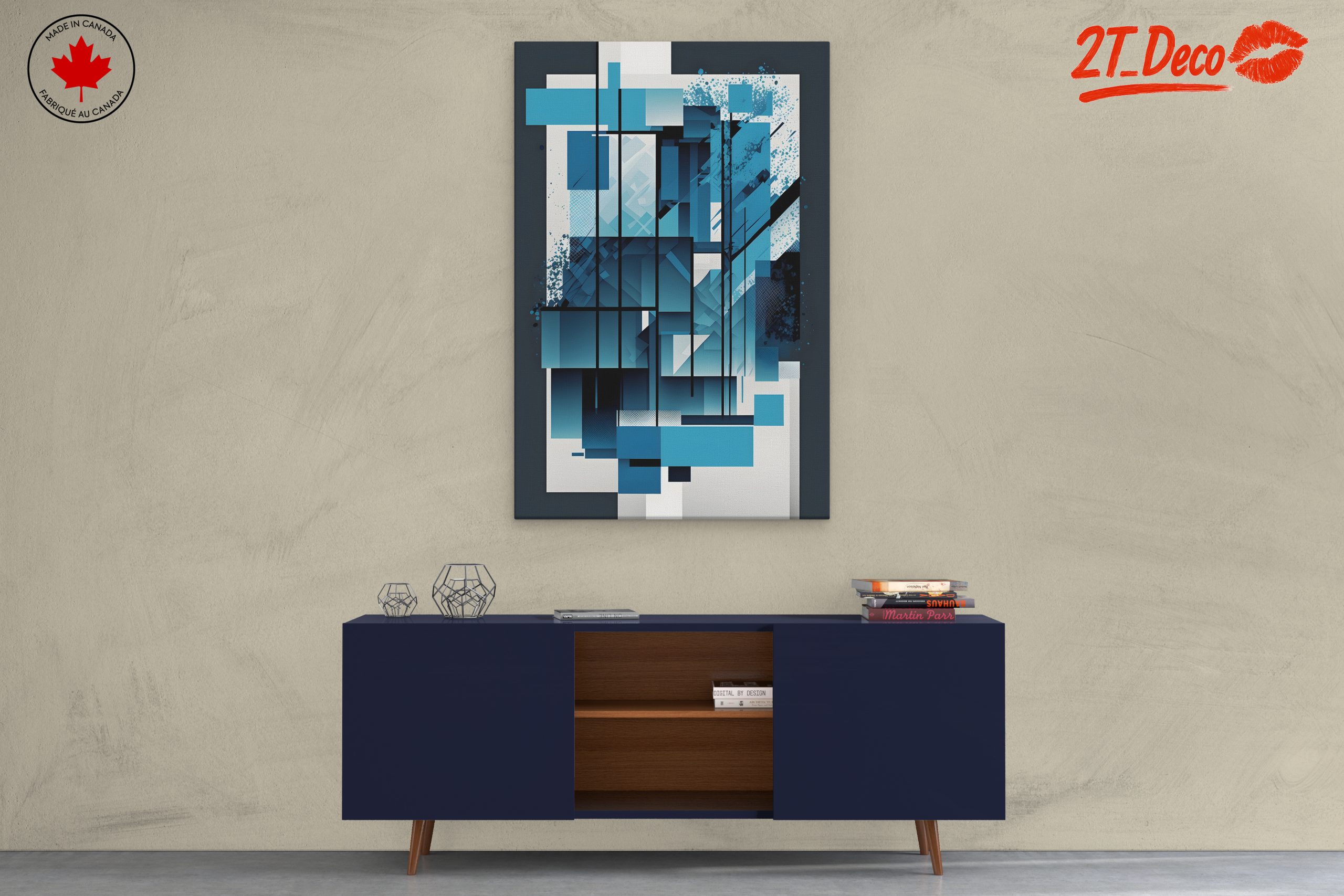 Dynamic Blue Abstract Composition Art - Image 3