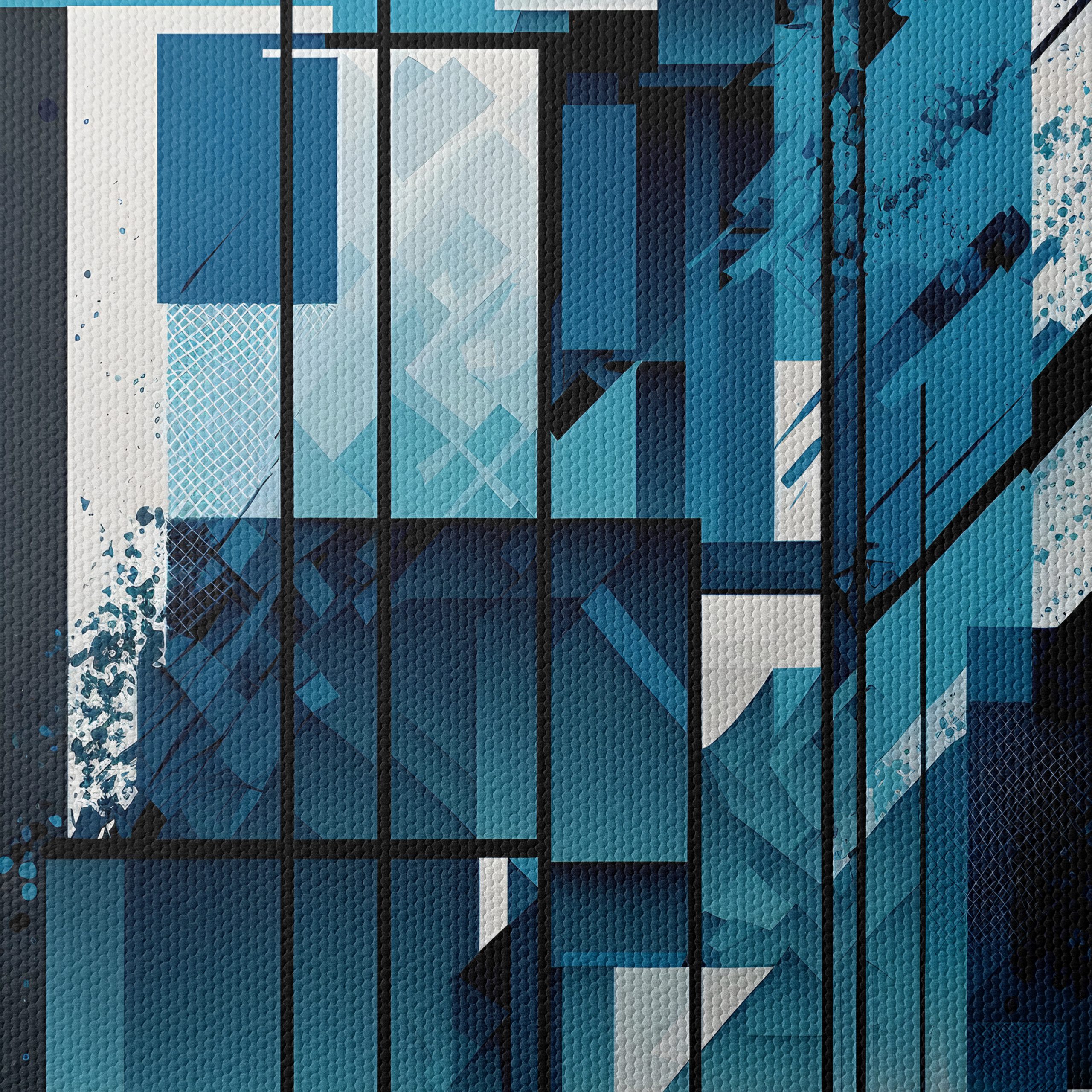 Dynamic Blue Abstract Composition Art - Image 4