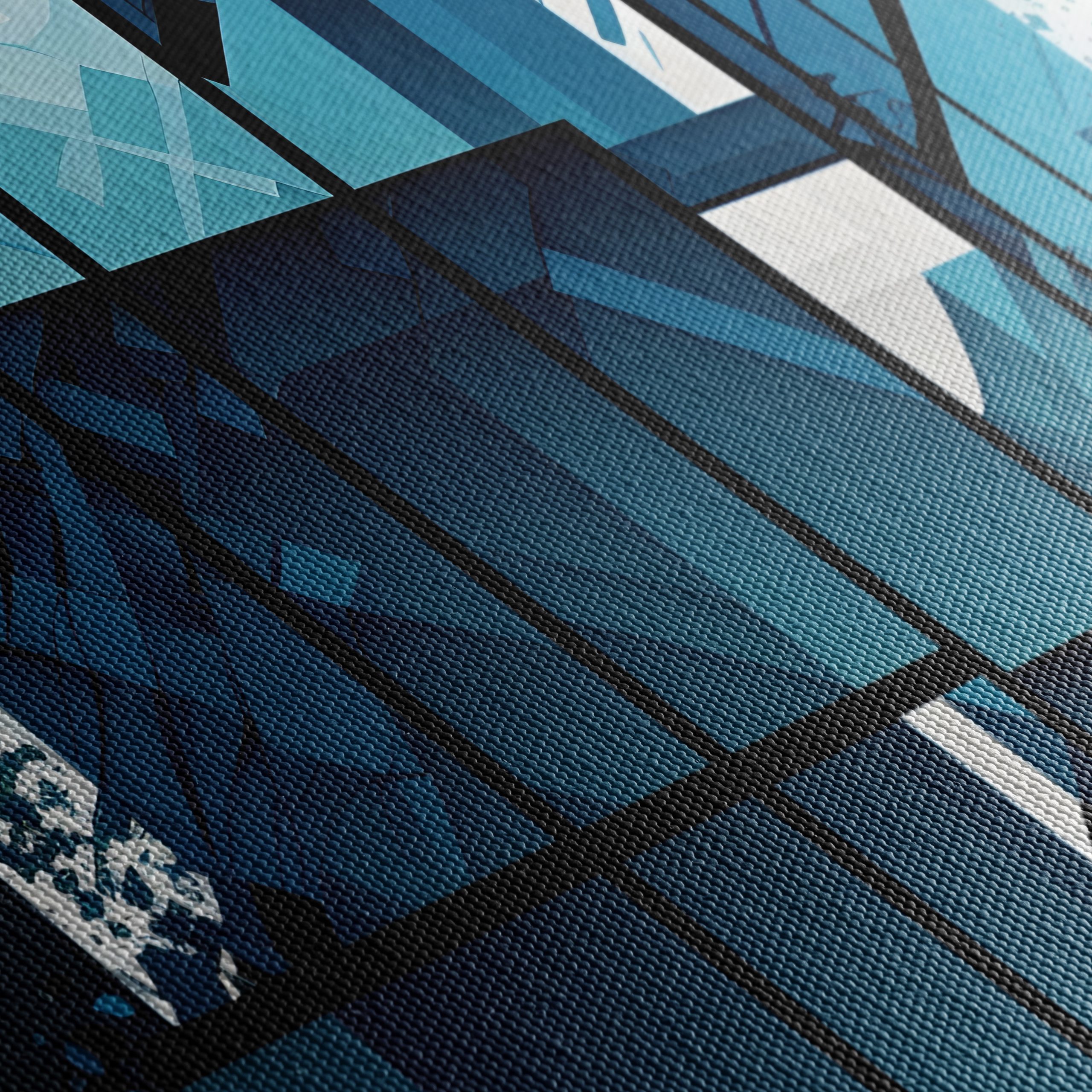 Dynamic Blue Abstract Composition Art - Image 5
