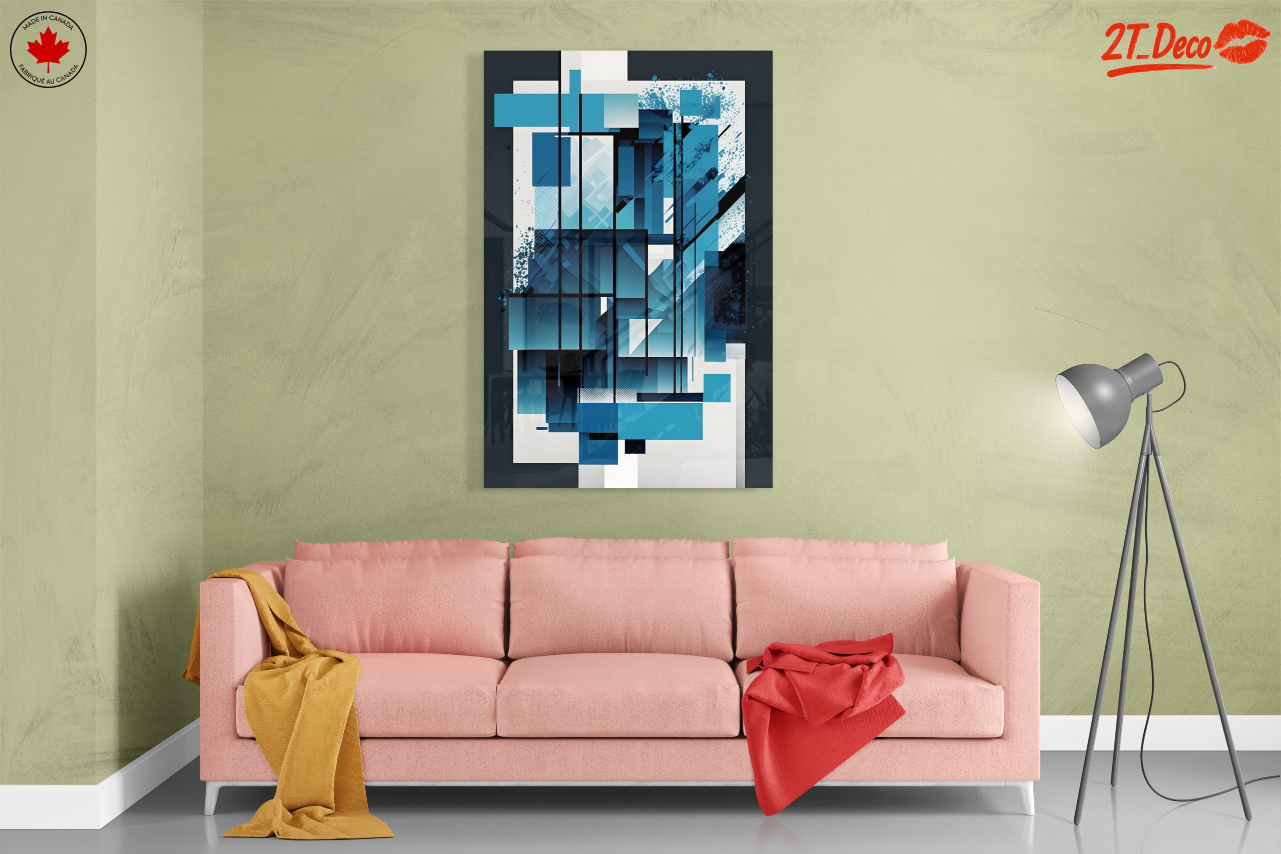 Dynamic Blue Abstract Composition Art - Image 7
