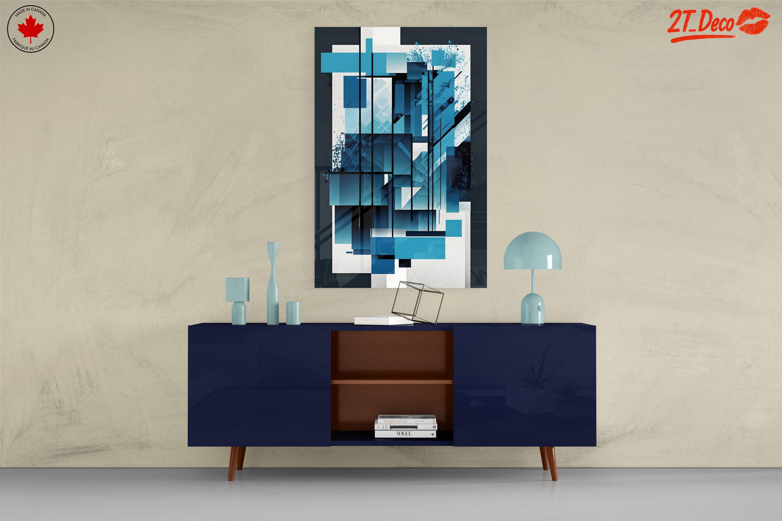 Dynamic Blue Abstract Composition Art - Image 8