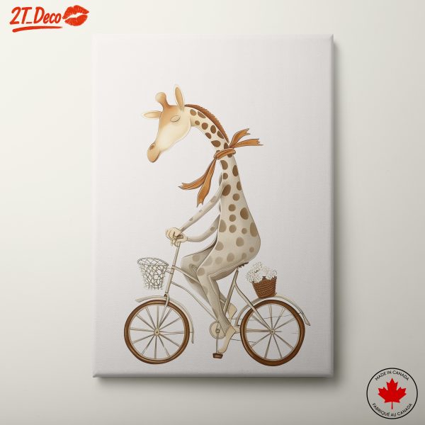 Whimsical Giraffe Riding Bicycle