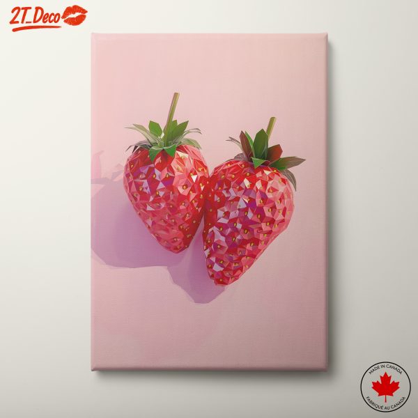 Abstract Strawberry Art on Pink Background
