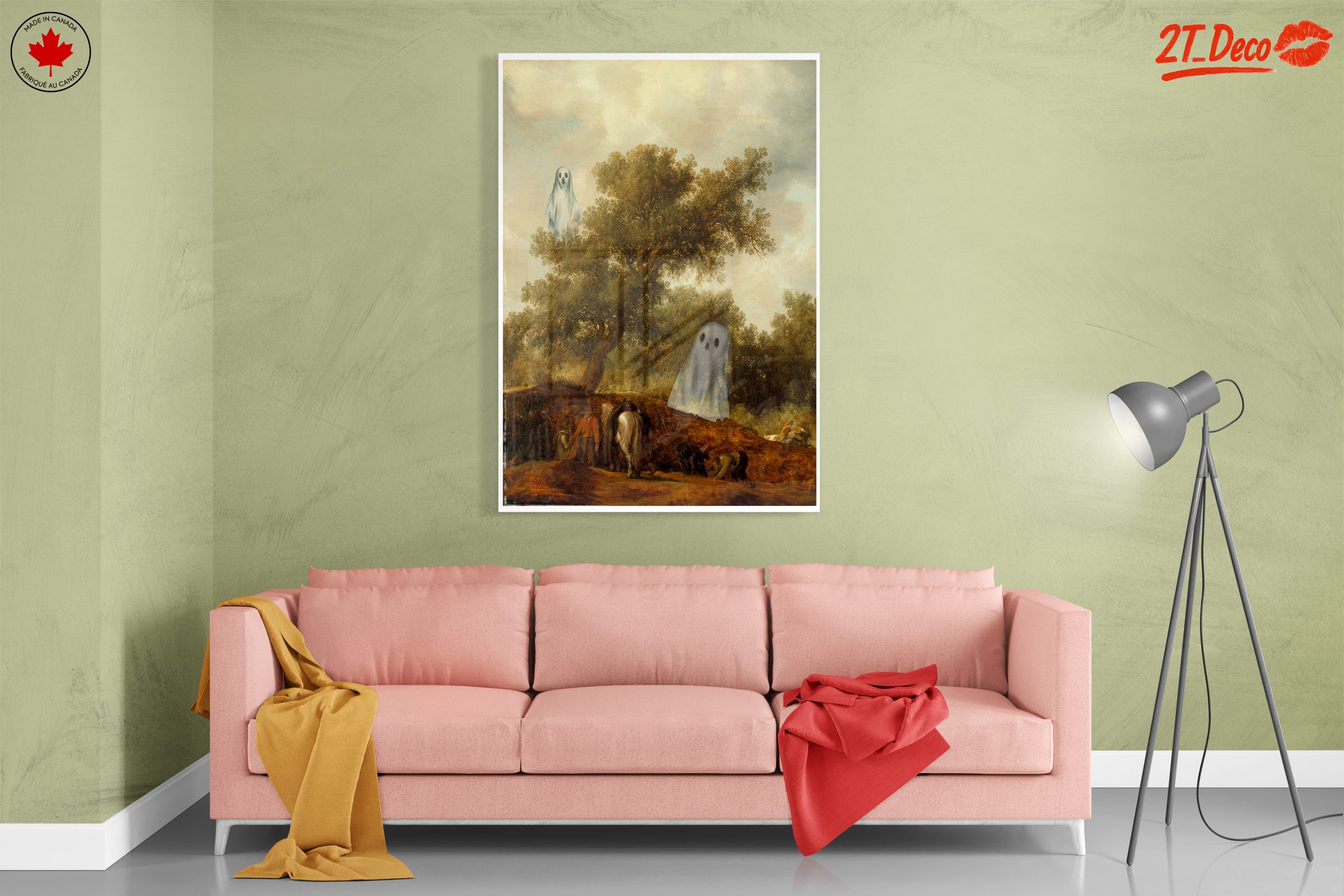 Whimsical Ghosts in a Serene Landscape Art - Image 7