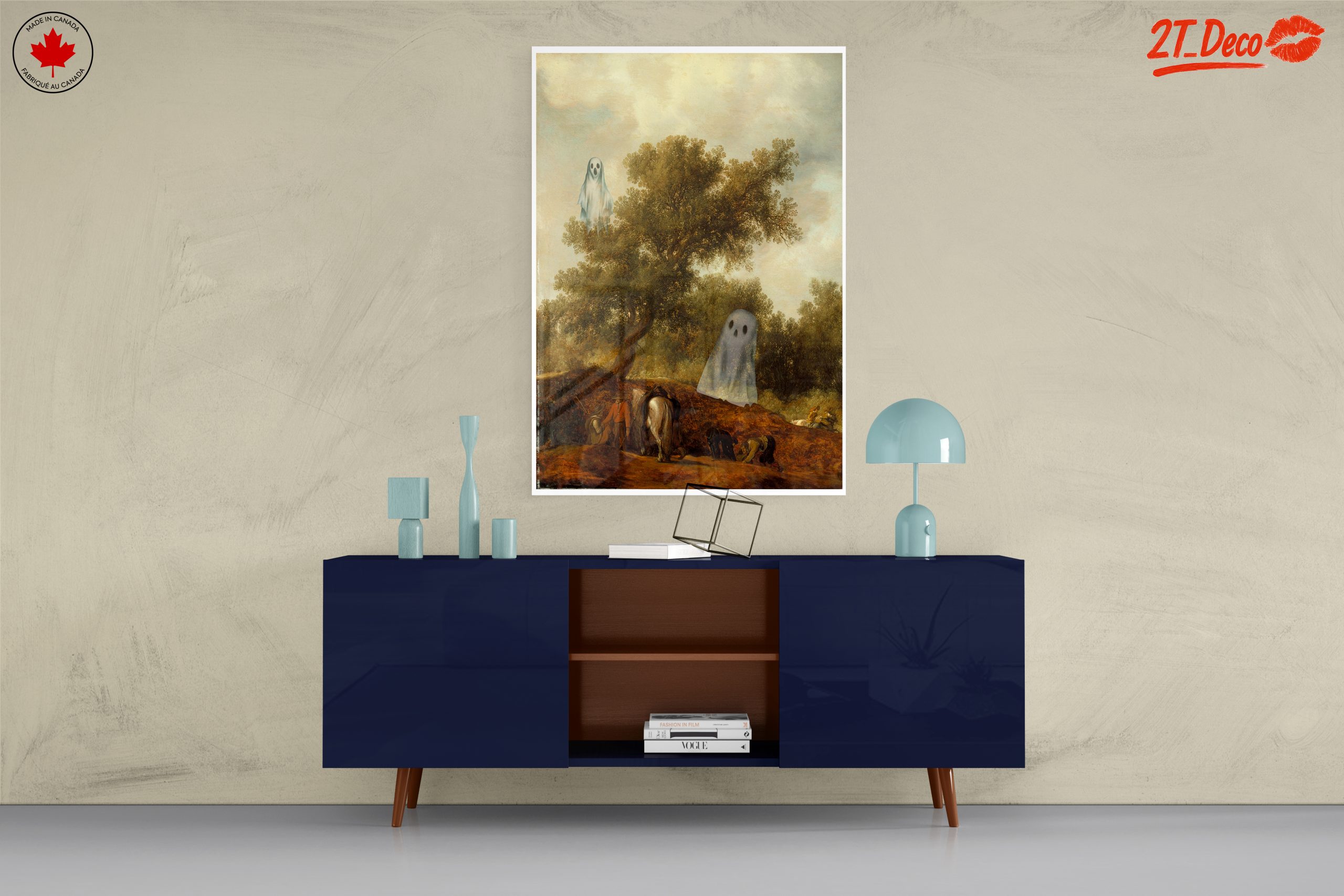 Whimsical Ghosts in a Serene Landscape Art - Image 8