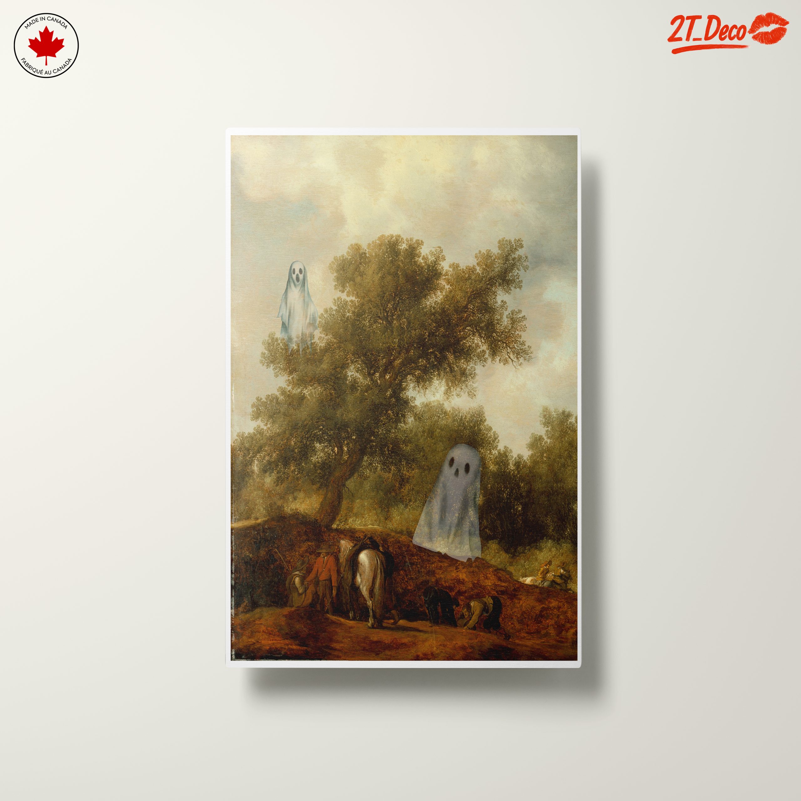 Whimsical Ghosts in a Serene Landscape Art - Image 10