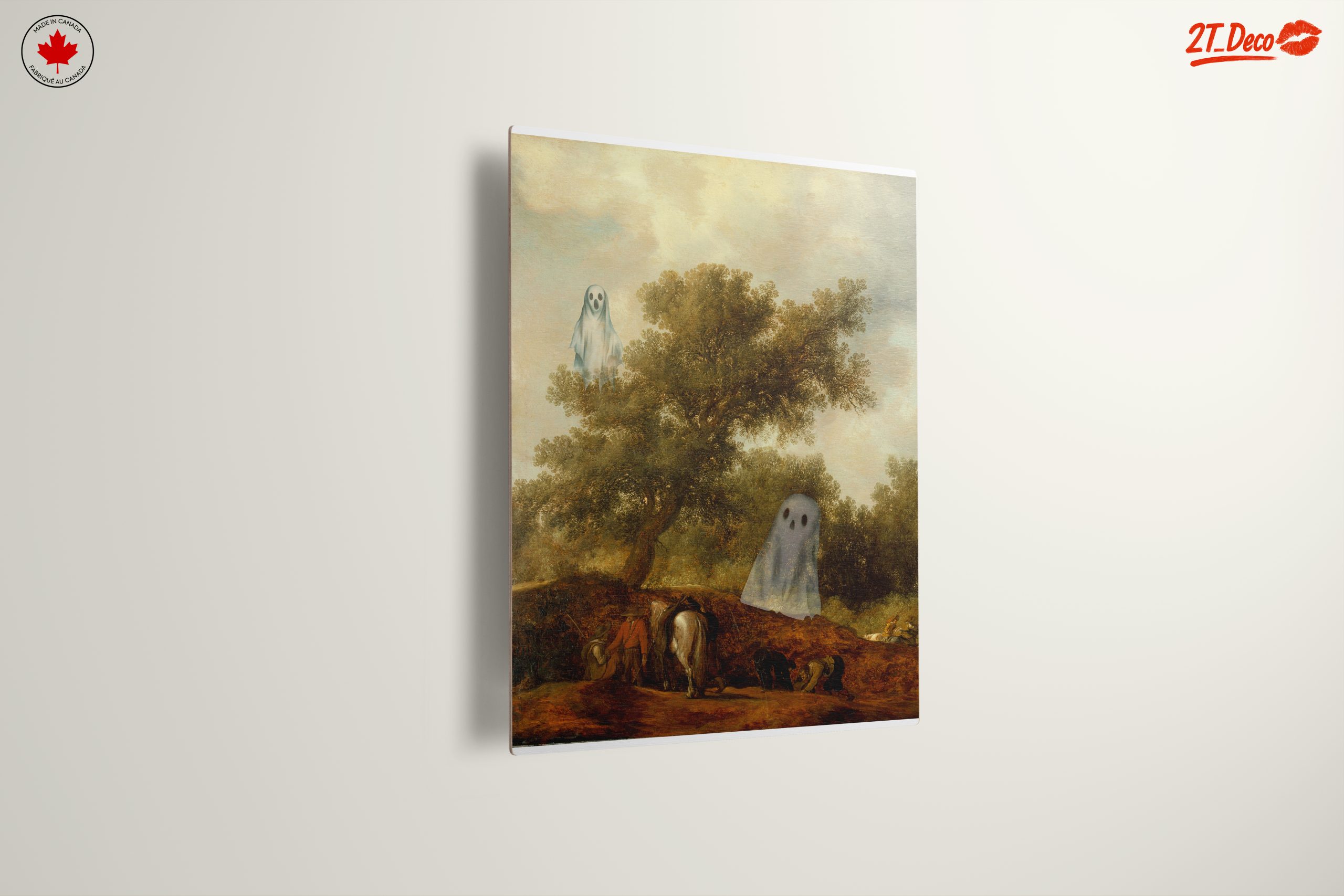 Whimsical Ghosts in a Serene Landscape Art - Image 13
