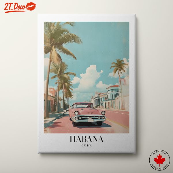 Classic Car in Havana with Palm Trees