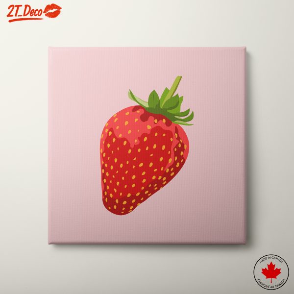 Abstract Strawberry Artwork on Pink Background