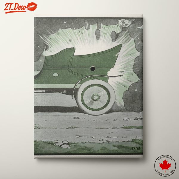 Funny Cartoon Character in Green Car
