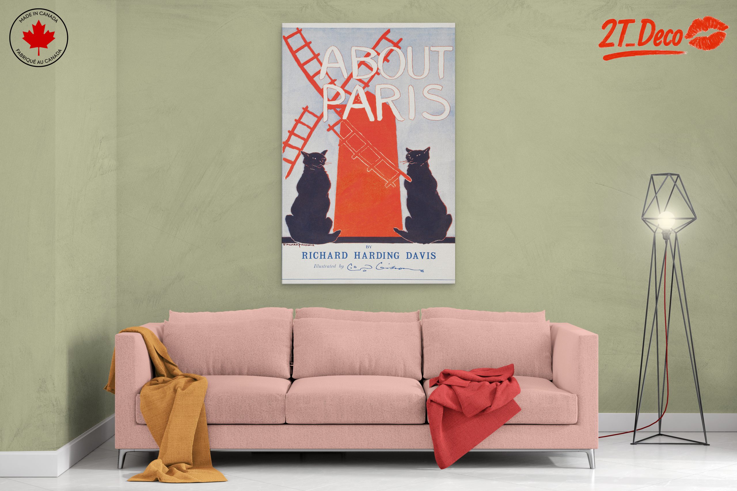 Vintage Parisian Art with Black Cats - Image 2