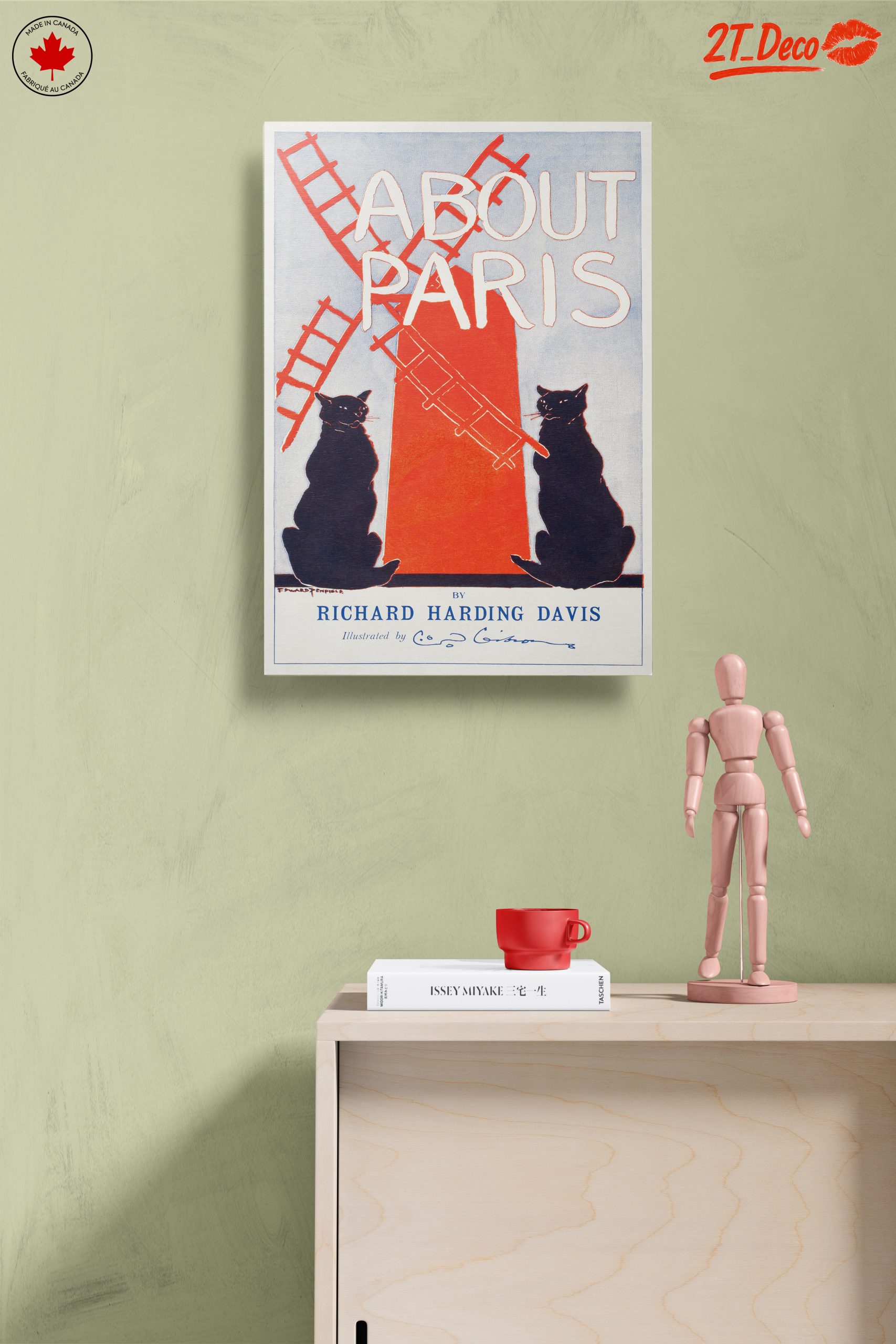 Vintage Parisian Art with Black Cats - Image 14