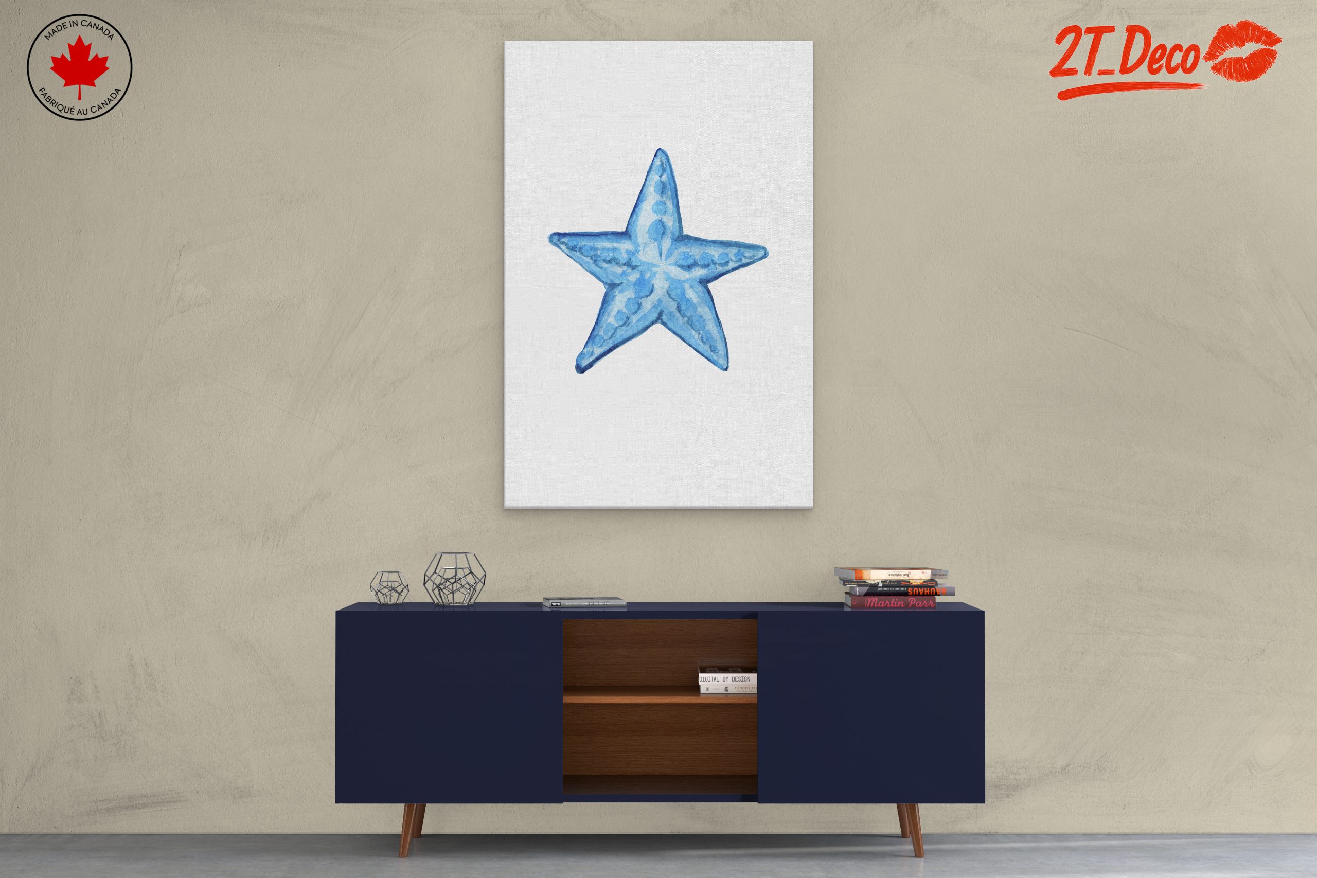 Blue Starfish Watercolor Art - Image 3