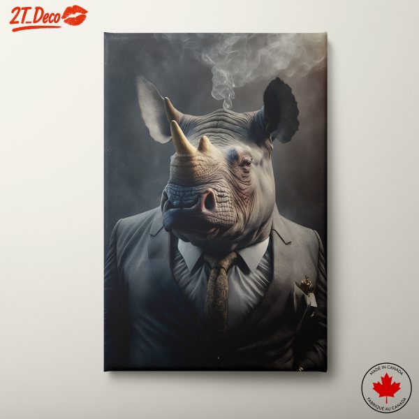 Stylized Rhino in a Suit with Smoke